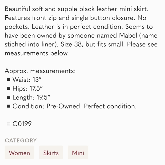 Vintage Black Leather Mini Skirt - Picture 5 of 5